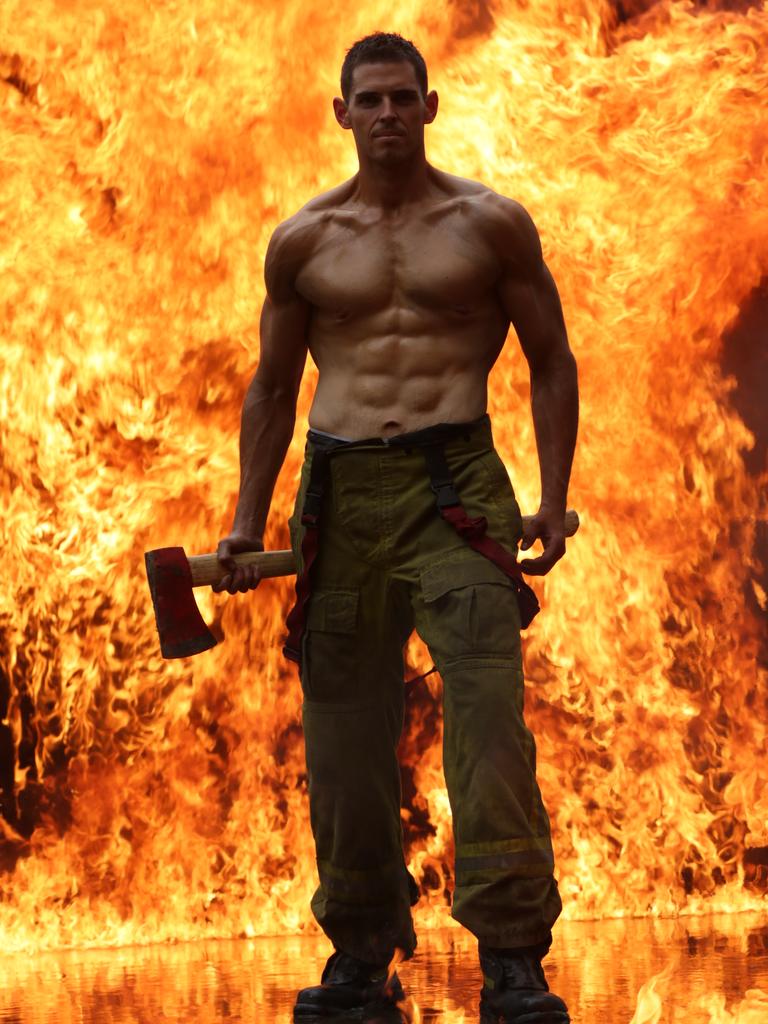 Sam has never felt stronger. Picture: Australian Firefighters Calendar