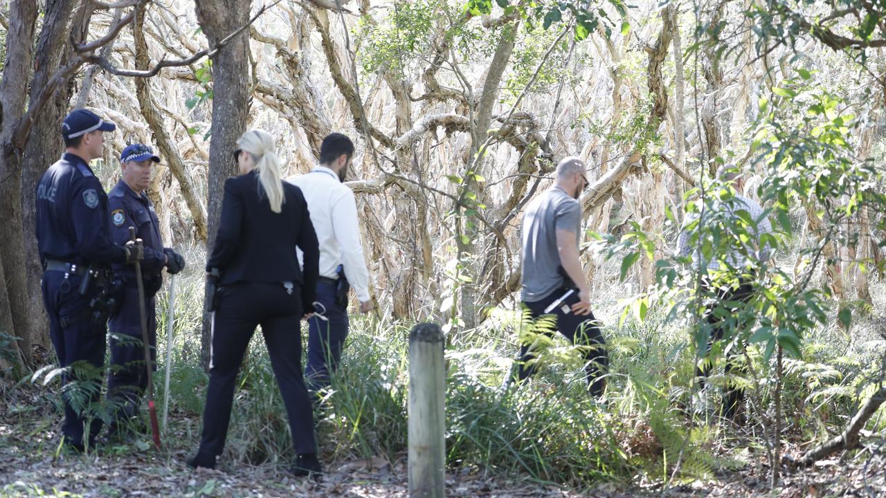 Police in the Arakwal National Park near Tallow Beach, Byron Bay. Picture: Liana Turner