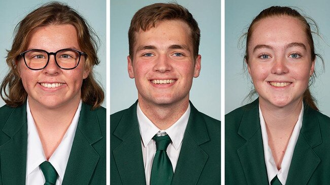 Assumption College high achievers for 2021: Georgia Osborne, Matthew Higgins, and Kaitlyn Newley.