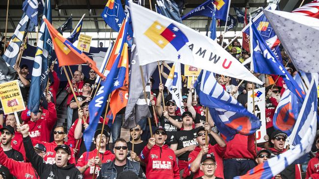 A union protest in Melbourne. Picture: Sarah Matray