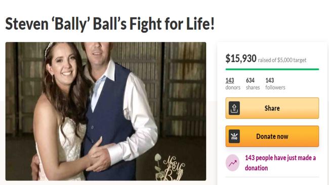 A fundraiser on web site Go Fund Me for Biloela man Staven Ball, who fell from a tree suffering critical brain trauma on June 29, has topped $15,000.