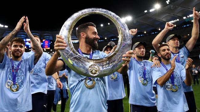 Sydney FC players celebrate their grand final win. Picture: Getty Images