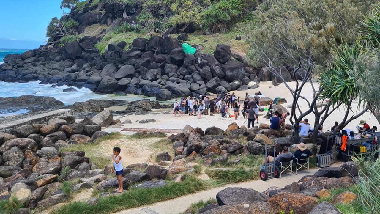 Filming of Young Rock at Froggy's Beach, Coolangatta on Monday. Picture: Facebook