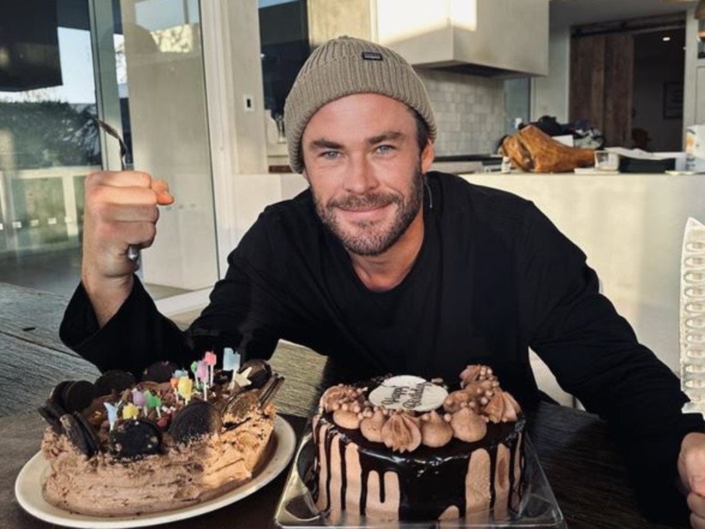 Aussies are flocking to Woolworths to try the same cake Chris Hemsworth recently celebrated his 40th birthday with. Picture: Instagram