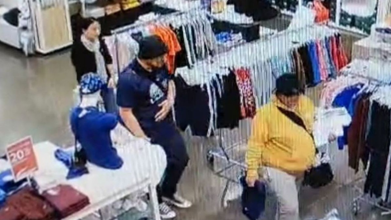 Shocking footage has emerged of two people allegedly stealing thousands of dollars worth of goods at a Melbourne DFO. Picture: 3AW