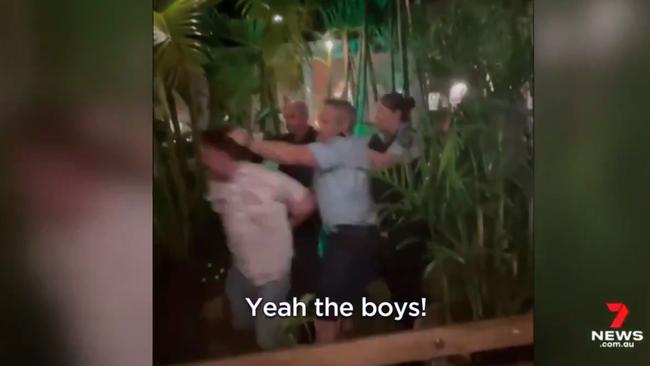 A screen grab of footage from the alleged melee at Shady Palms. Picture: Seven News