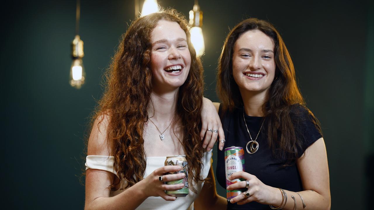 Miranda Thomas and Grace O’Keeffe enjoying their alcoholic soft drinks. Picture: Richard Dobson