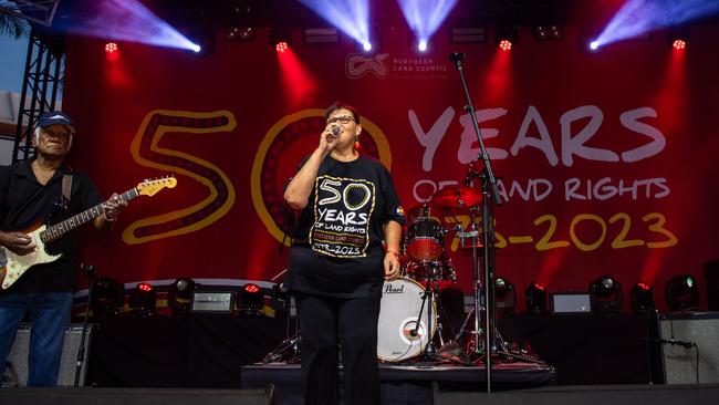 Mystics Band at the Northern Land Council 50 Year Anniversary Concert in State Square, Parliament House, Darwin. Picture: Pema Tamang Pakhrin