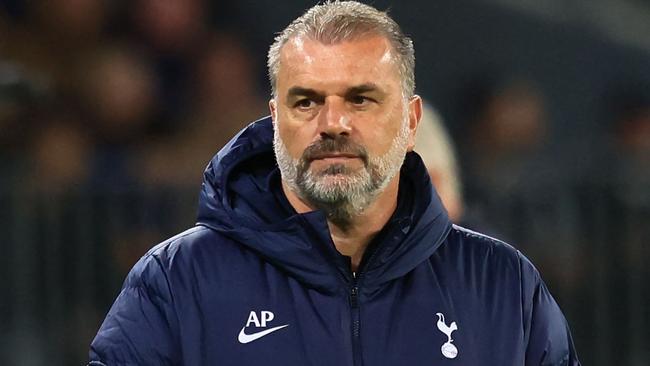 Manager Ange Postecoglou of Tottenham Hotspur watches from the sidelines during an exhibition football match against West Ham at Optus Stadium in Perth on July 18, 2023. (Photo by TREVOR COLLENS / AFP) / -- IMAGE RESTRICTED TO EDITORIAL USE - STRICTLY NO COMMERCIAL USE --