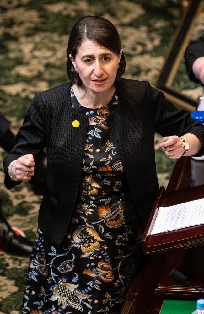 Premier Gladys Berejiklian during Question Time on Thursday. Picture: POOL via NCA NewsWire/James Gourley