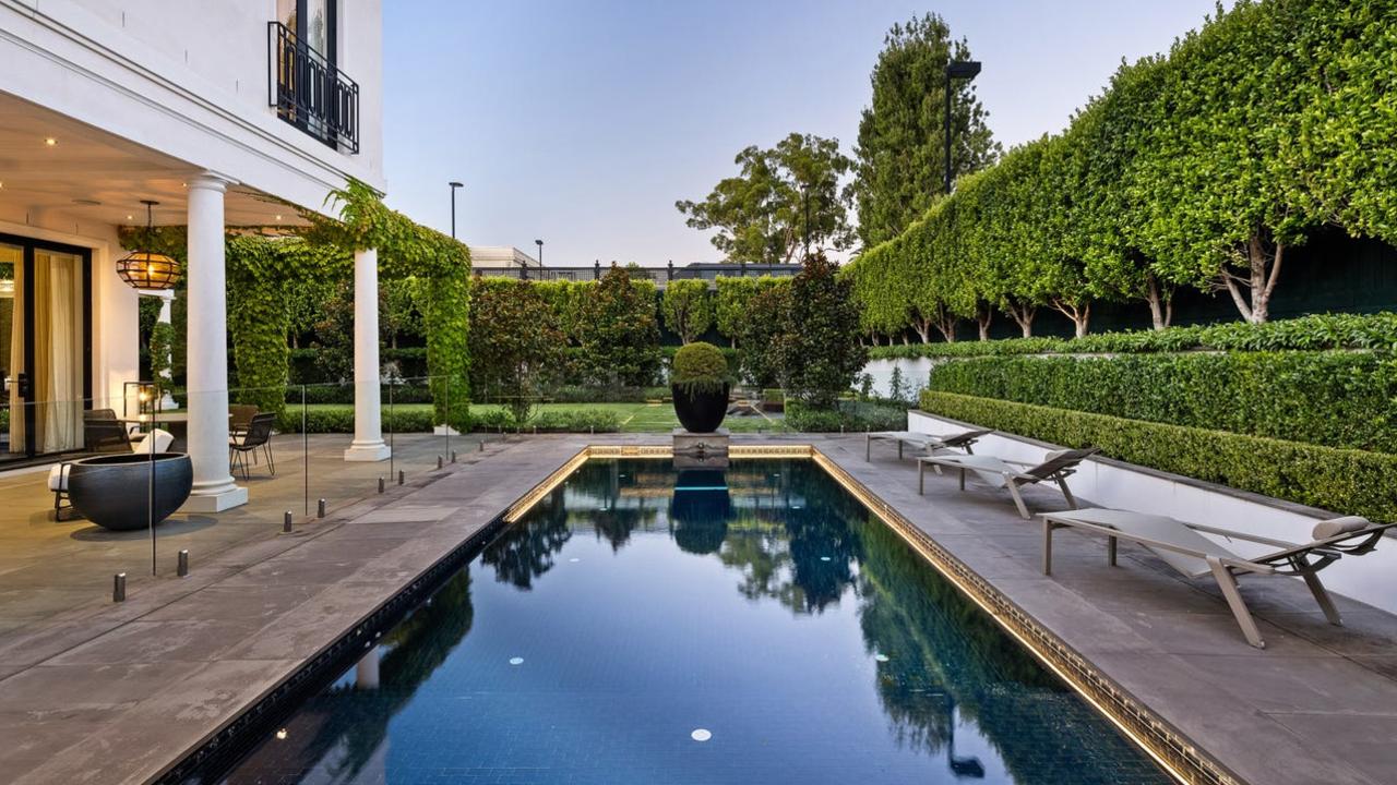 The mosaic-tiled pool and spa.