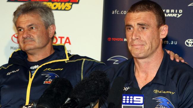 Simon Goodwin after announcing his retirement from playing for the Crows.