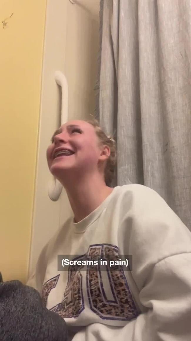 Woman captures her reaction to her first bikini wax