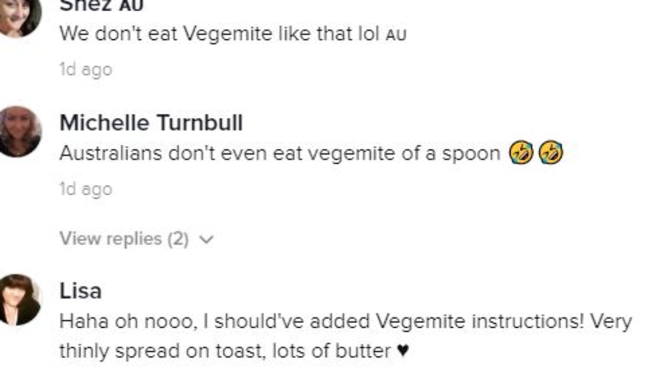 They advised him to give it another go, this time using a lot of butter, and a thin layer of vegemite. Picture: TikTok/Coatesy95