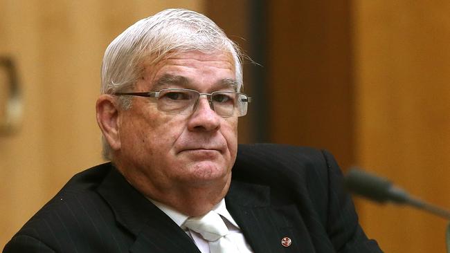 Senator Brian Burston asking questions at a Senate Committee into Rural and Regional Affairs, at Parliament House in Canberra. Picture Kym Smith