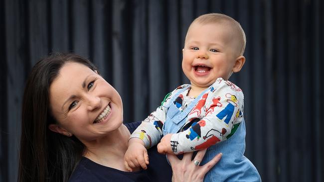 Scientist Stacey Ellery with happy baby Archie, now 10 months old. Picture: Ian Currie
