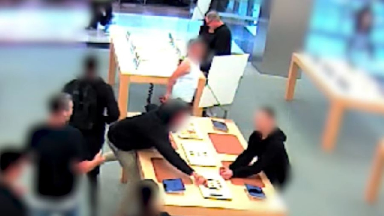 CCTV footage released by NSW Police show the three men flee when approached by store staff.