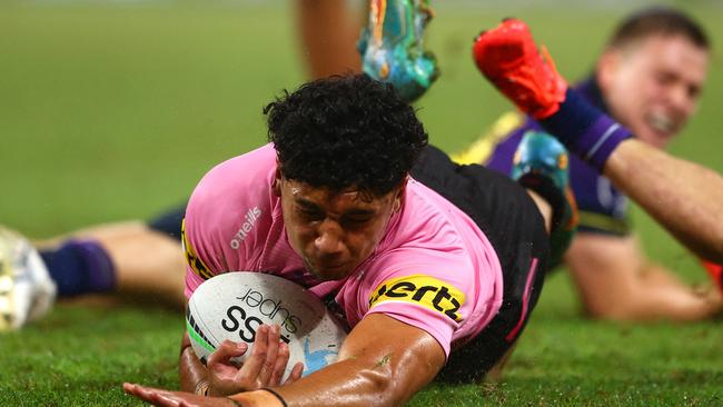 Izack Tago scored two tries for the Panthers. Picture: Chris Hyde/Getty Images