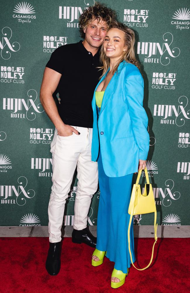 Konrad Bien-Stephens and Abbie Chatfield, pictured at Hijinx Hotel in June 2022, split only months after revealing details about their open relationship.