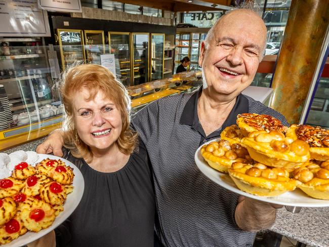 Vasilios (Bill) Batzogiannis and his wife Stomata are closing their shop International Cakes after 60 years. Picture: Jake Nowakowski