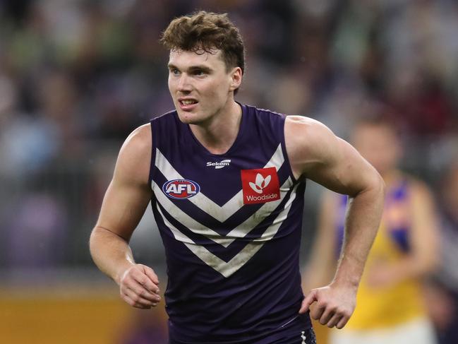 Blake Acres in Fremantle colours. Picture: Will Russell/AFL Photos