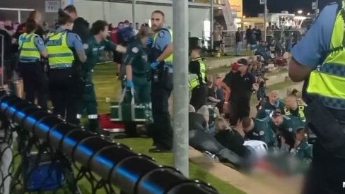 Paramedics on scene after Martin was gunned down at Perth Motorplex. Picture: 7 News