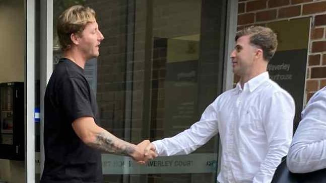 William Lunn and Jye Geaney outside Waverley Local Court. Image Hannah Farrow