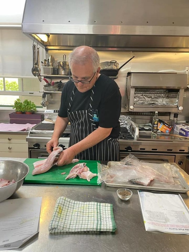 ScoMo preps the fillets. Picture: Supplied.