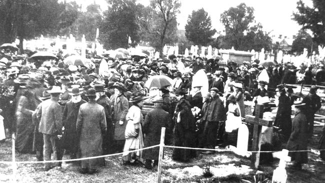 The original funeral of Private Andrew James Marshall at Adelaide's West Terrace Cemetery. Picture: RSL