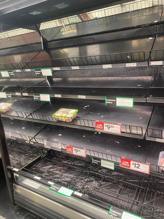 Empty supermarket shelves in Melbourne. Picture: Twitter/Cathy O’Malley