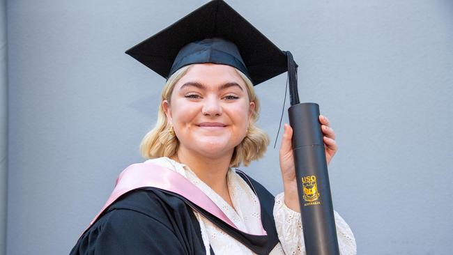 Meg Slatter graduates with a Bachelor of Primary Education. UniSQ graduation ceremony at Empire Theatre, Tuesday June 27, 2023.