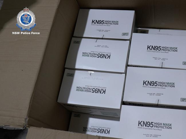 Police also found N95 masks at the alleged thief’s storage unit. Picture: NSW Police