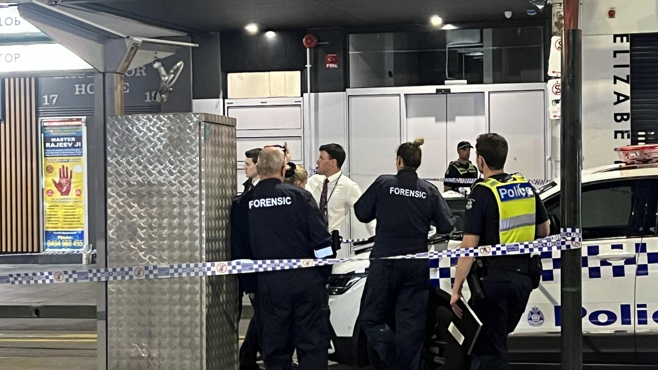 A man is fighting for life and another is on the run from police following an altercation at McDonalds on Elizabeth St Melbourne Picture: Supplied