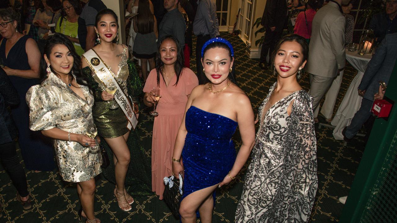 Lyn Shadbolt, Chymbeelyn de Pasion, Edelyn Sibulo, Andrea Jaca-Smith and Sophia Valdez at the Intercontinental Sanctuary Cove hosts the Miss Australia National Final and crowning of three Miss Australia’s on the Gold Coast. Picture: Glenn Campbell