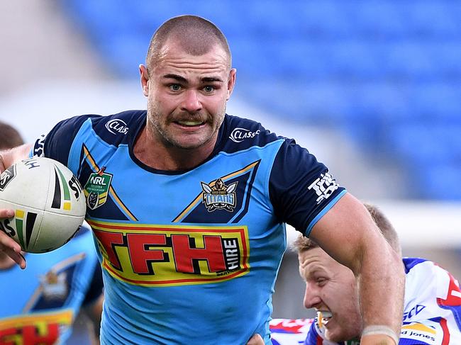 Keegan Hipgrave of the Titans during the Round 11 NRL match between the Gold Coast Titans and the Newcastle Knights at CBUS Super Stadium at Robina on the Gold Coast, Saturday, May 19, 2018. (AAP Image/Dave Hunt) NO ARCHIVING, EDITORIAL USE ONLY