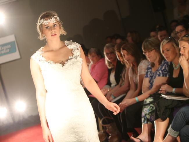 Geelong Bridal Expo. Avion Doolan modeling a dress from ‘The Bridal Atelier’