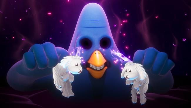 Interdimensional being Glorkon has kidnapped your dogs to use as power sources in his eye sockets. It makes marginally more sense in the game.