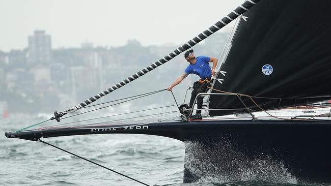 Bowman Scott Beavis during Black Jack’s last race before the Sydney to Hobart start. Pic: Brett Costello 