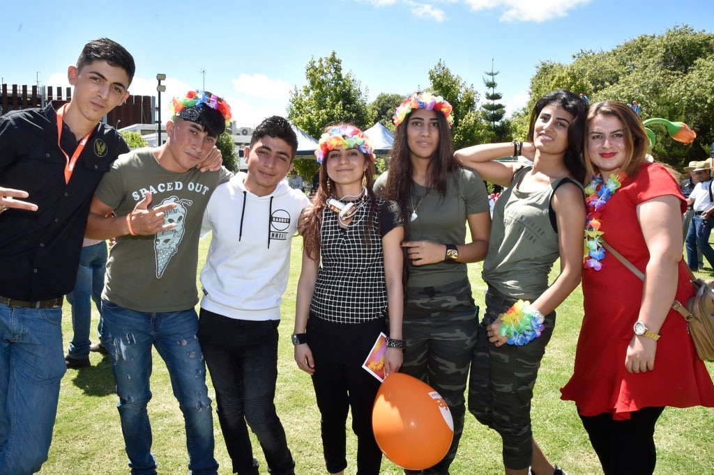 Harmony Day organised by TRC at the Village Green. From left; Said Hasso,Louie Omar, Subhan Ibrahim, Samira Ibrahim , Duniya Ali. March 2018. Picture: Bev Lacey