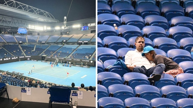 The doubles final was played in a near empty arena.