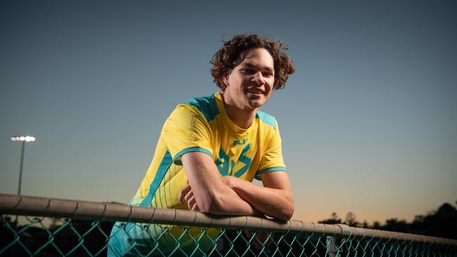 Morayfield SHS sprinter schoolboy Calab Law training at Mayne Harriers, Windsor Park PICTURE: Brad Fleet