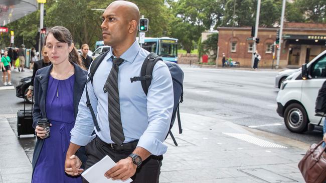 Ankit Thangasamy arrives at court with his wife in the early days of his trial. Picture: Christian Gilles