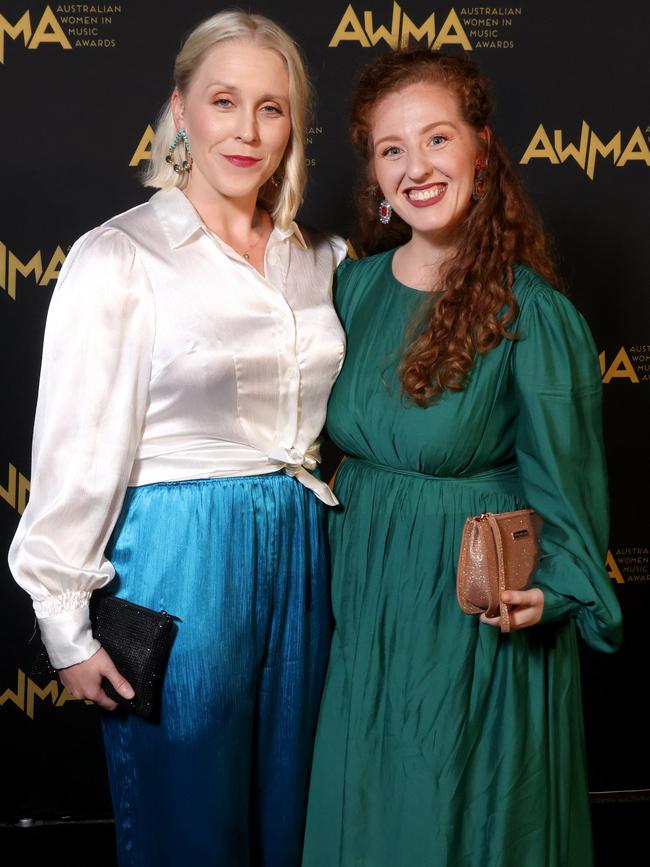 Chloe Rose Taylor and Natasha Veselinovic at The Australian Women In Music Awards in 2022. Picture: Steve Pohlner