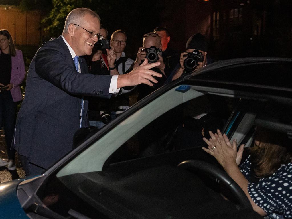 This woman called out “We love you Scott” from her car in Nowra. Picture: Jason Edwards