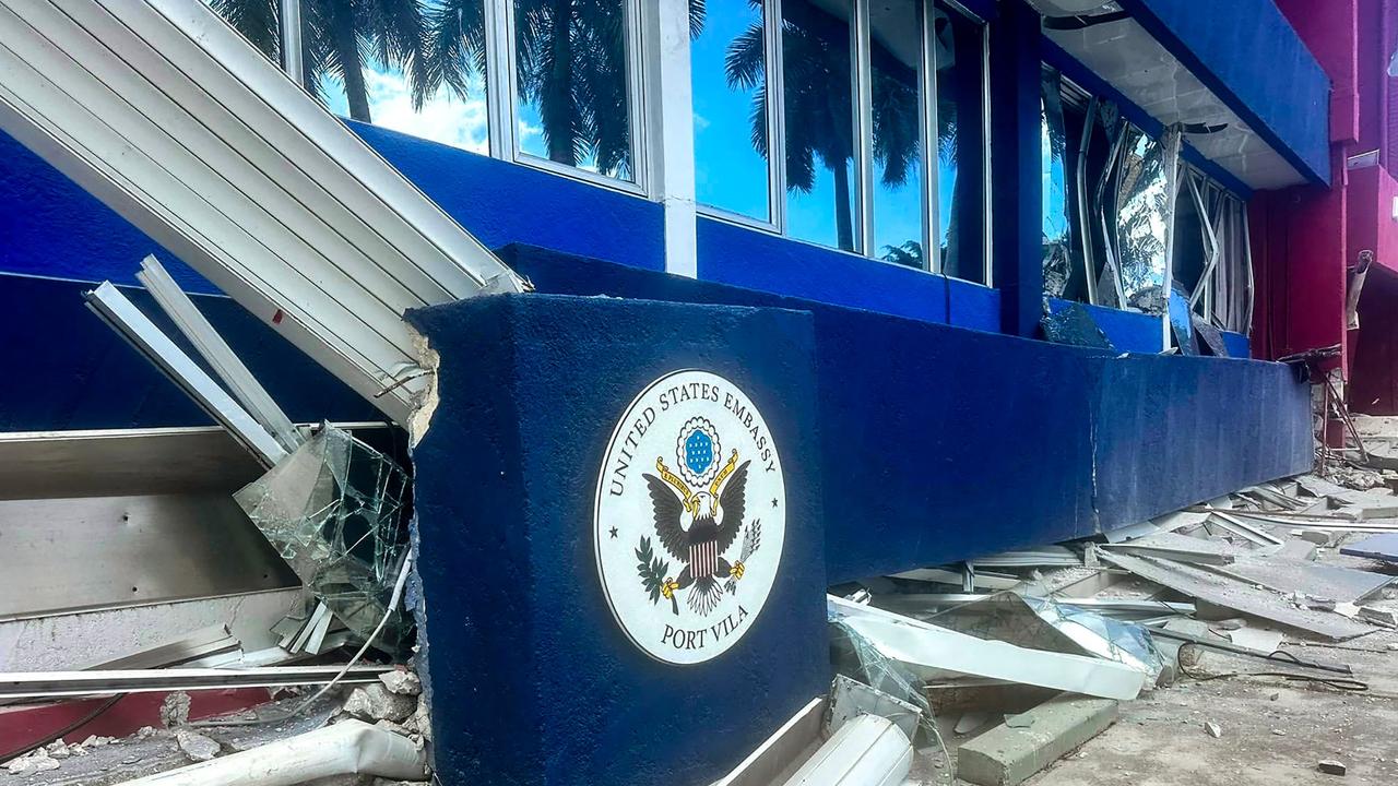 The US Embassy in Port Vilal has been significantly damaged. Picture: Michael Thompson