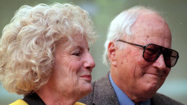 Jacqueline Leyden’s parents Dawn and Peter Leyden outside the Supreme Court after Neil Morrison was sentenced to two life terms in jail.