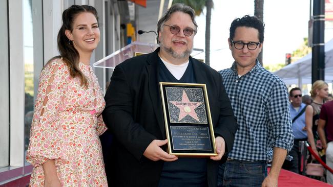 Lana Del Rey, Guillermo del Toro and J.J. Abrahms appear at the Hollywood Walk of Fame ceremony honouring Guillermo del Toro. Picture: Getty