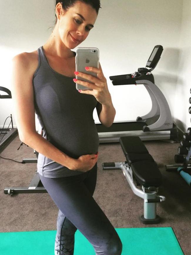 Megan Gale debuts her baby bump, “Let’s workout shall we, little Bun?” Picture: Instagram