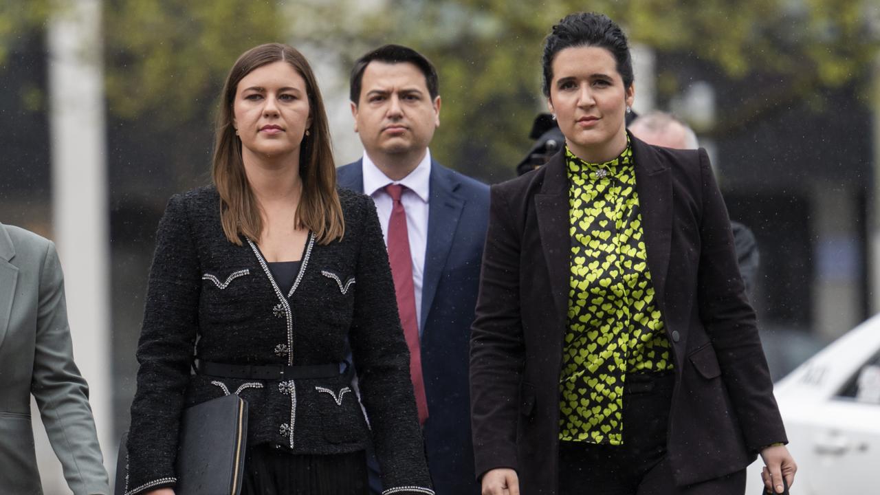 Ms Higgins arriving to give evidence at the ACT Supreme Court trial, which was later thrown out. Picture: Martin Ollman/Getty Images