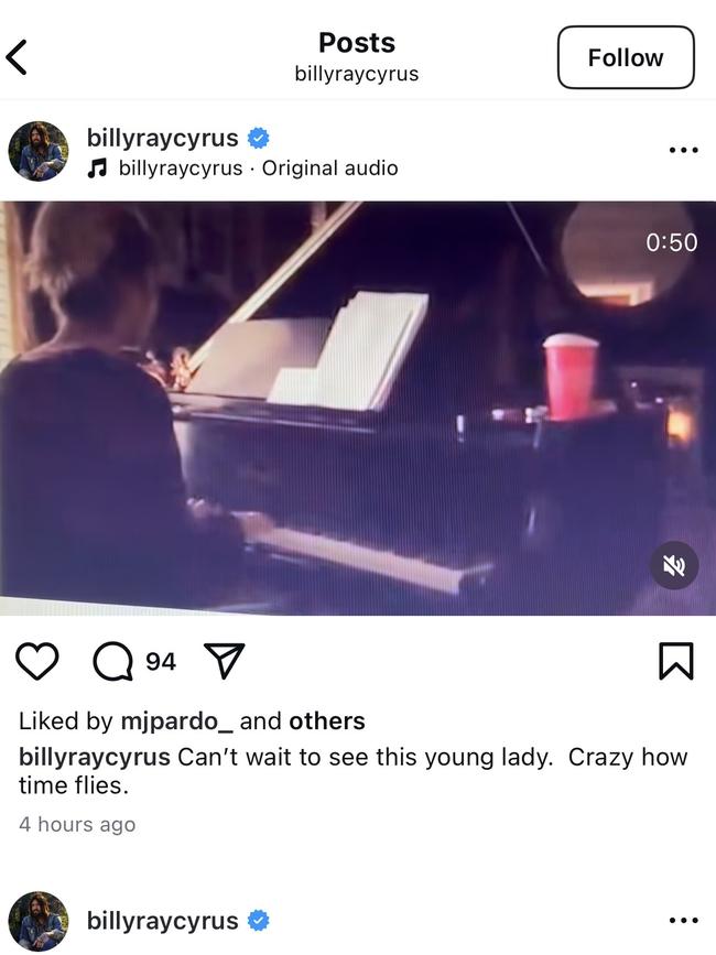 Billy Ray recently shared how he was excited to see his estranged daughter.